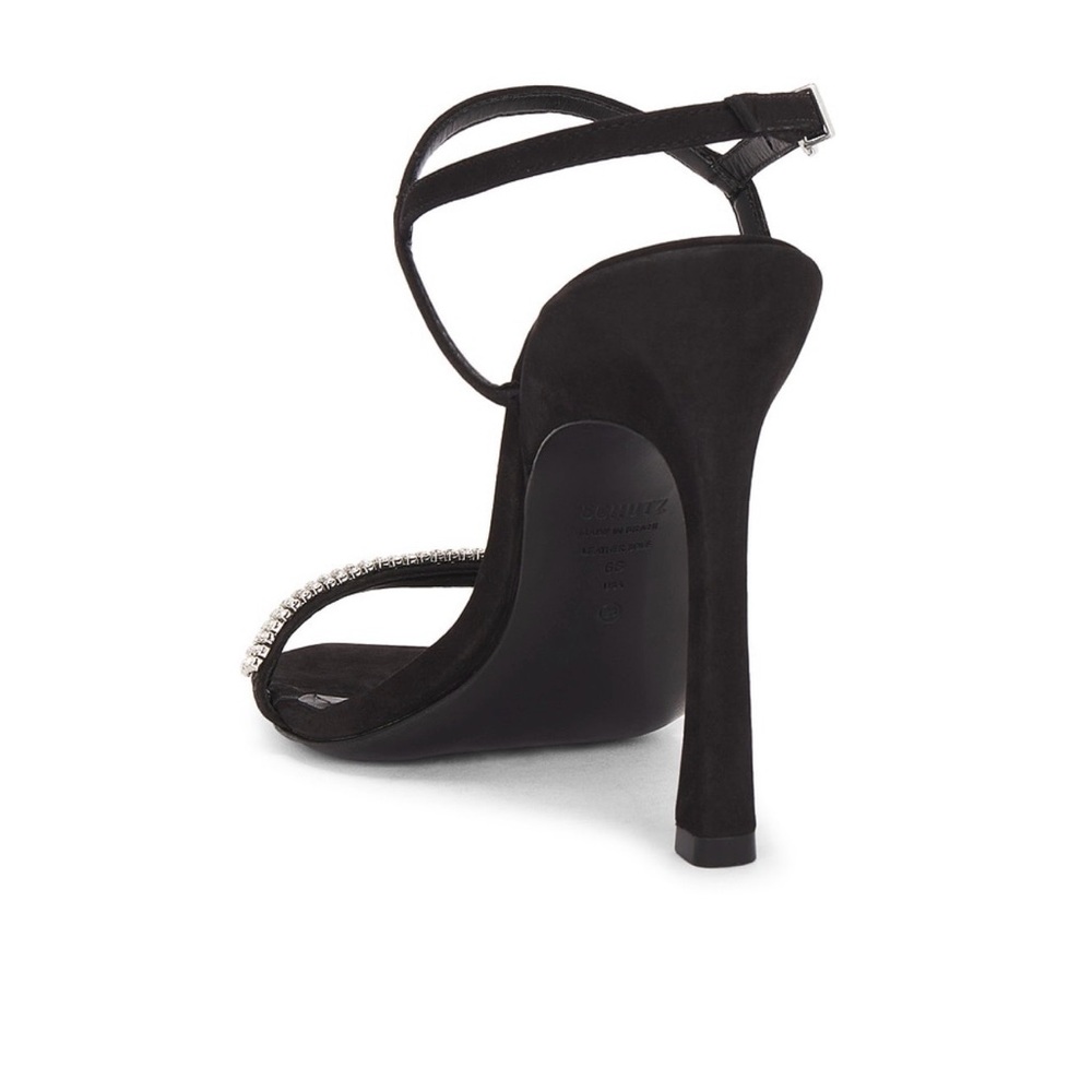 SCHUTZ Black Crystal Knot Strap Heeled Sandals - Picture 12 of 14
